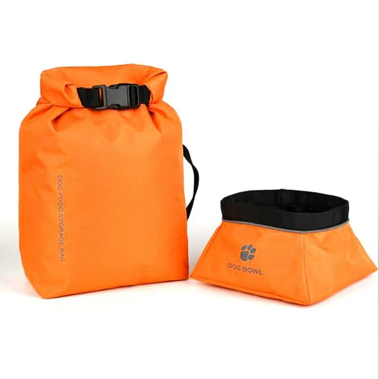 Pet outdoor dog food bags, waterproof dog food packs, folding buckets, large-capacity cat and dog food storage tanks, outdoor camping food packs
